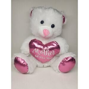 Mother of the Year Bear Plush Stuffed Animal Toy with Heart Mothers Day Gift NEW